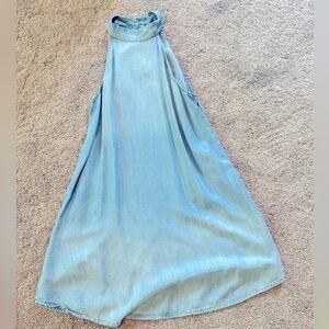 Anthropologie Cloth and Stone Chambray Denim Halter dress Sz XS